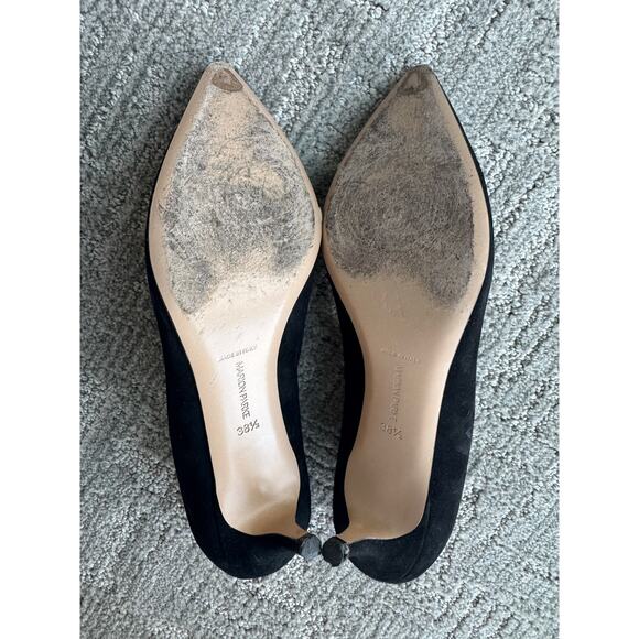 Marion Parke Toscana Black Suede leather Kitten Heel Pumps 38.5 US 8.5 Shoes - Picture 5 of 12